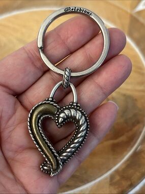 Brighton Two-Tone Heart Keychain in Silver and Gold-Tone love key fob